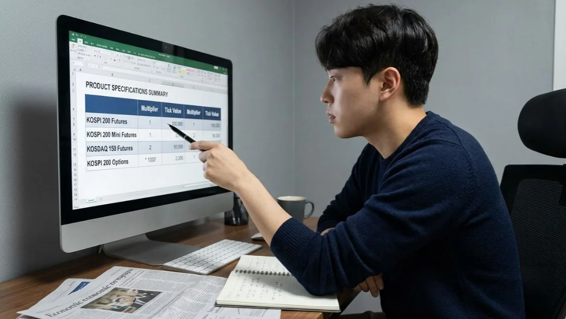국내선물대여업체 선택 전 코스피200선물과 미니선물 틱가치를 비교하는 화면