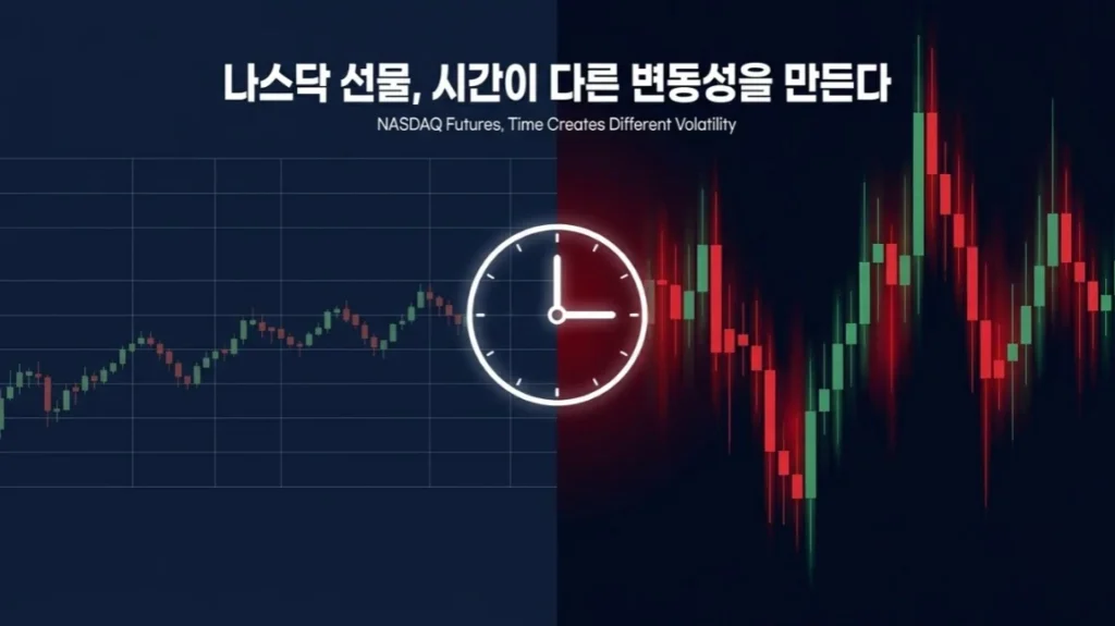 나스닥선물 시간대별 변동성과 경제지표 발표 대응법을 보여주는 대비 차트 썸네일