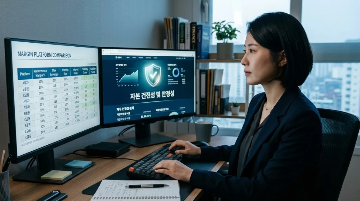 해외선물안전업체를 비교 검토하는 한국인 여성 트레이더