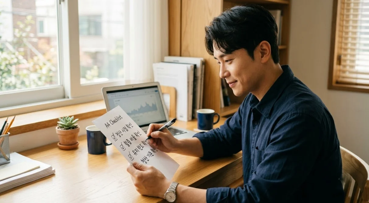 국내선물대여업체 야간거래 조건을 체크리스트로 최종 점검하는 모습