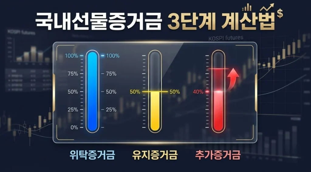 국내선물증거금 위탁 유지 추가증거금 3단계 계산법 안내 이미지