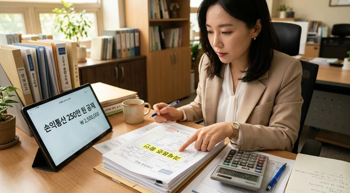 국내선물옵션 양도소득세 손익통산 계산을 확인하는 모습