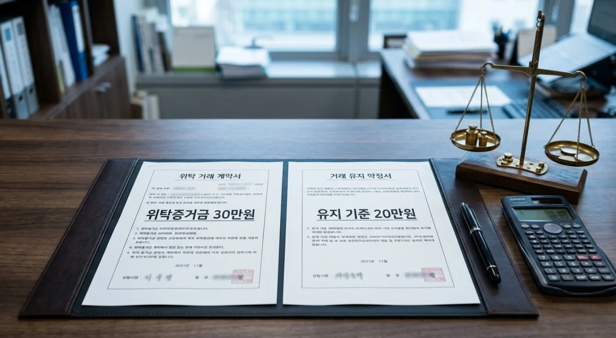 국내선물대여계좌 위탁증거금과 유지증거금 기준 비교