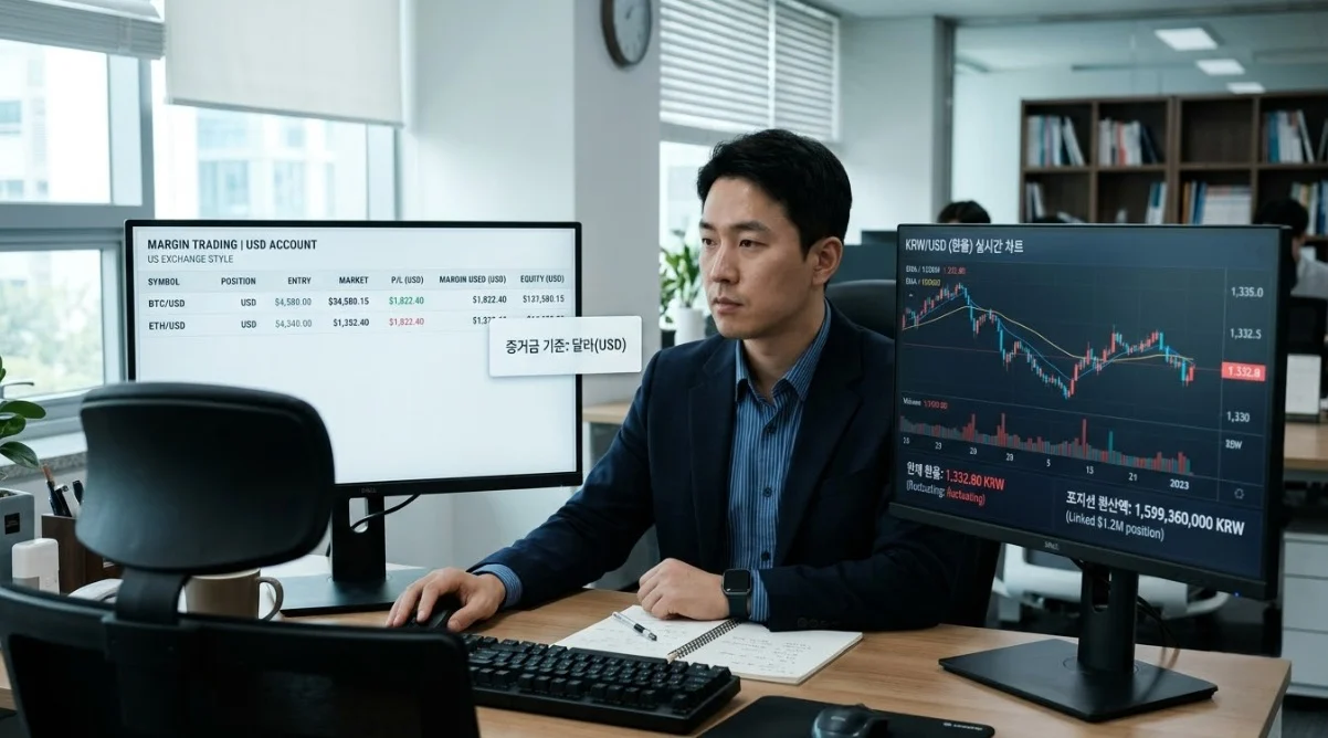 해외선물 증거금이 달러(USD) 기준으로 산정되는 구조를 보여주는 이미지