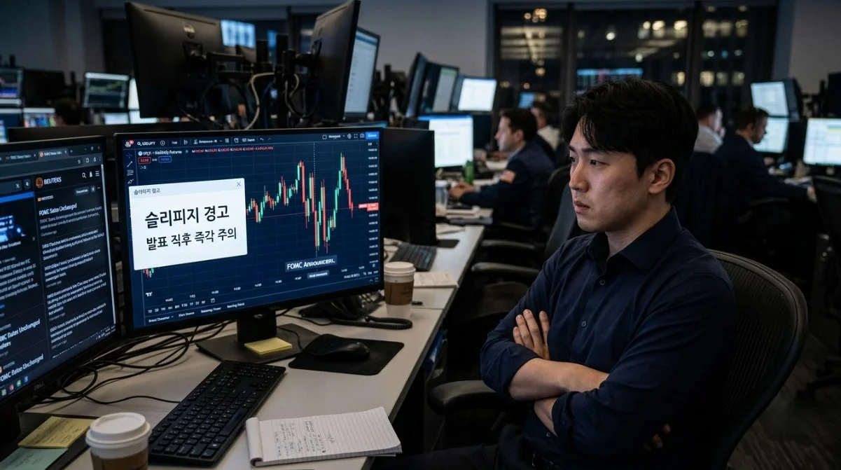 FOMC CPI 경제지표발표 직후 달러인덱스선물 변동성을 관망하는 트레이더