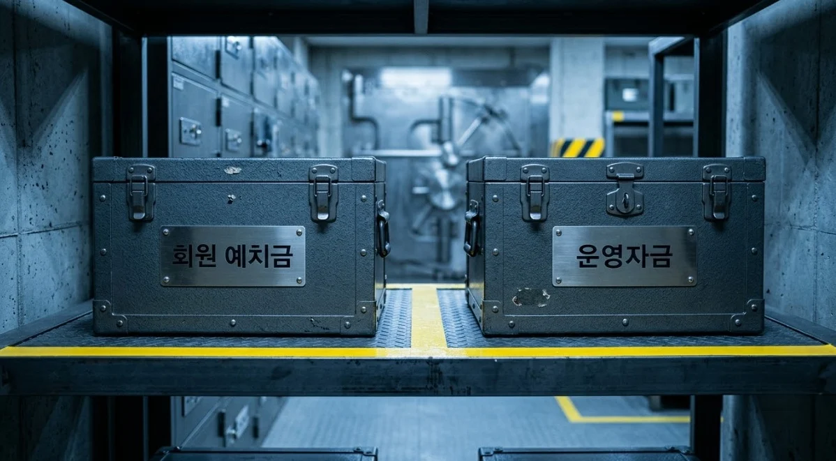 자본금독립예치 구조를 보여주는 회원 예치금과 운영자금 분리 이미지