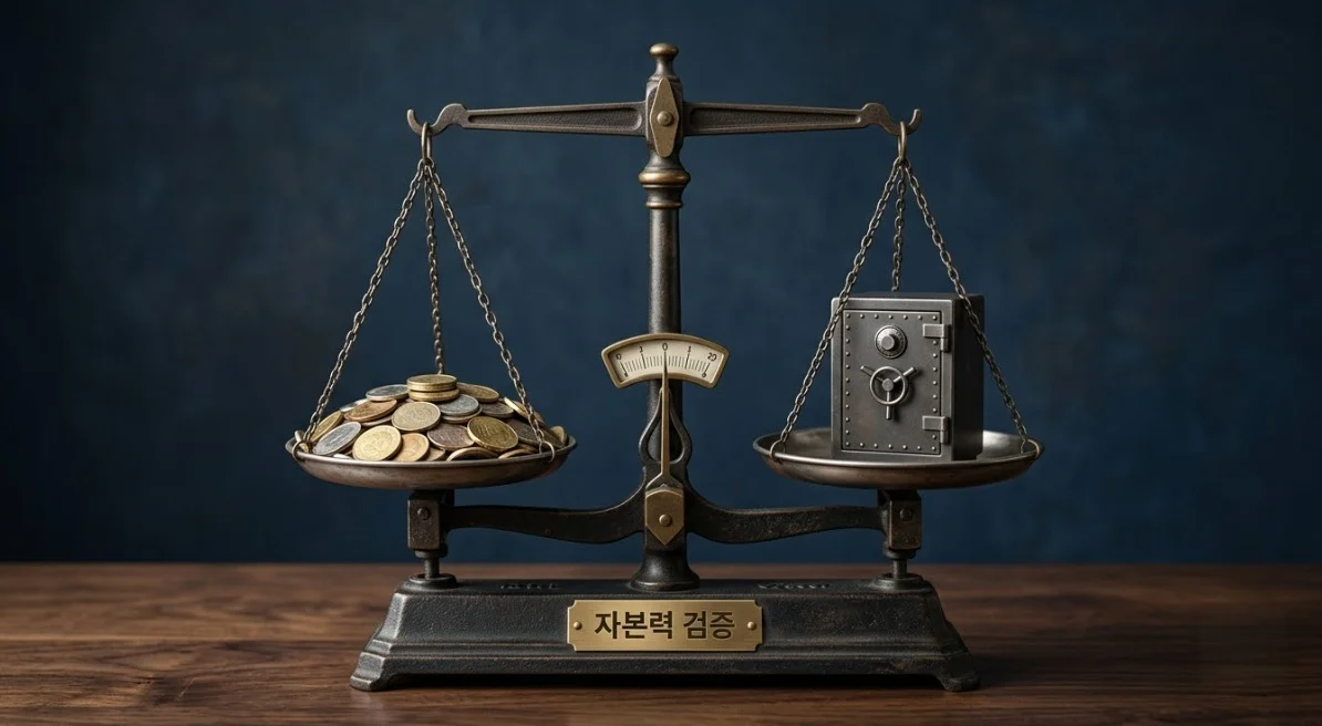 해외선물미니계좌 선택 시 플랫폼의 자본력을 상징적으로 보여주는 저울 이미지