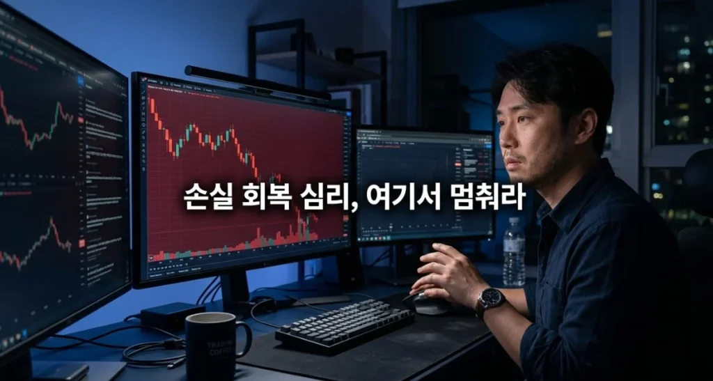 손실복구심리로 흔들리는 순간 손을 멈추는 한국인 남성 트레이더
