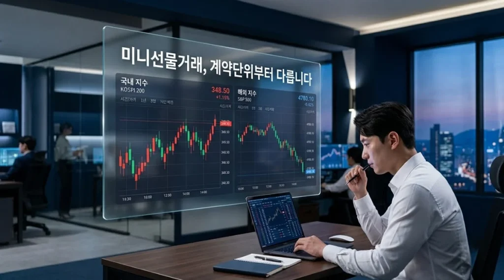미니선물거래 계약단위와 틱가치 비교를 보여주는 썸네일 이미지