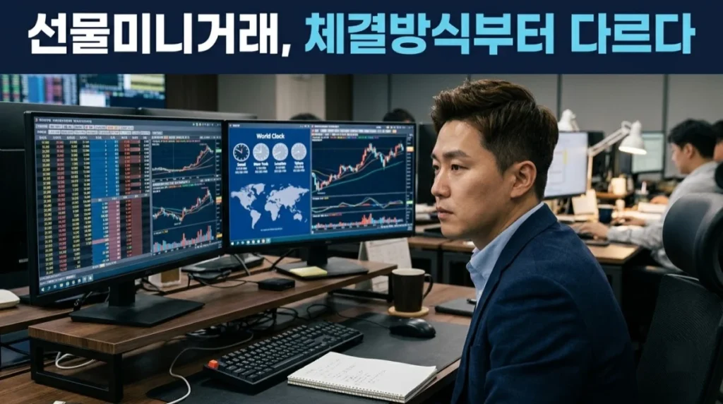 선물미니거래 국내외 체결방식과 거래시간 비교 이미지
