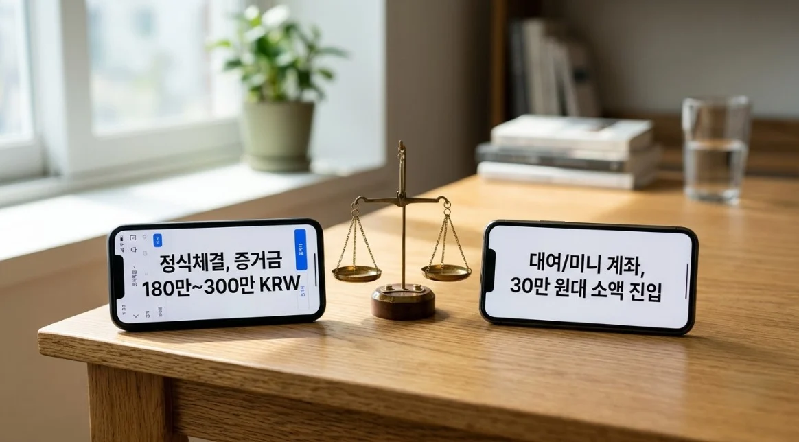 해외선물대여계좌와 정식 실체결 계좌 증거금 규모 비교 이미지