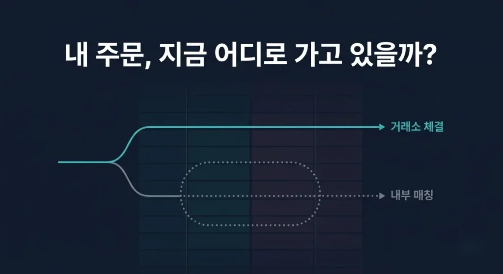 해외선물대여업체 체결구조, 실제 거래소 체결과 내부 매칭 경로를 비교한 다이어그램