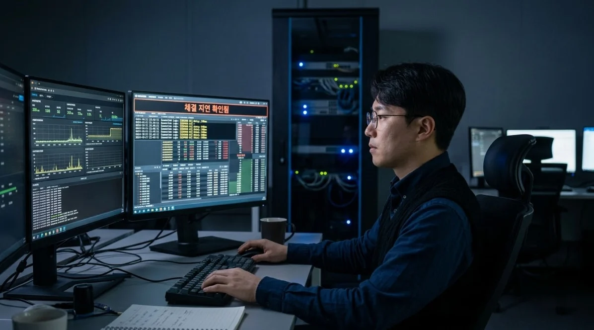 해외선물롤오버 구간에서 체결 지연과 서버 안정성을 점검하는 모습