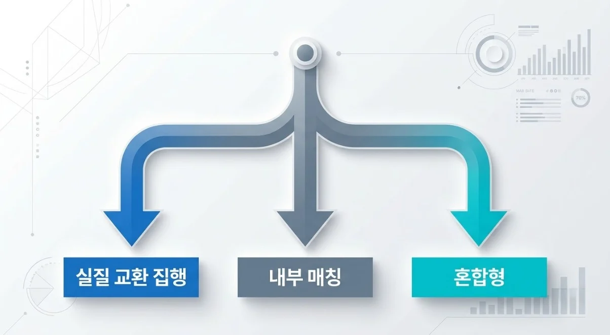 해외선물대여업체 체결구조 3가지 유형을 비교한 흐름도 인포그래픽