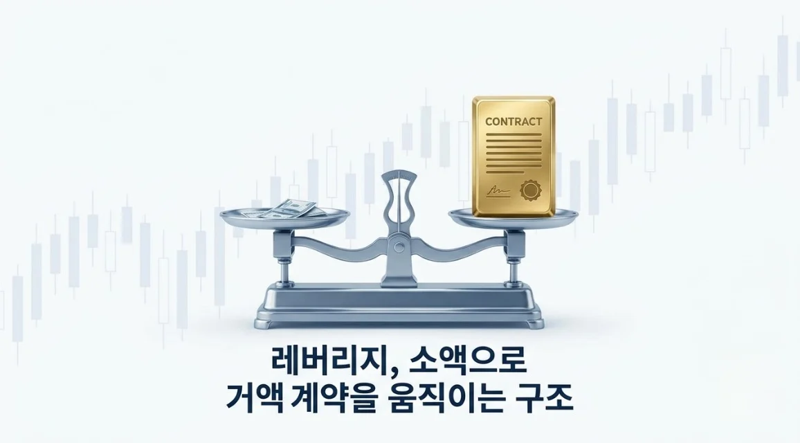 해외선물시작방법 레버리지와 증거금의 균형을 보여주는 저울 이미지