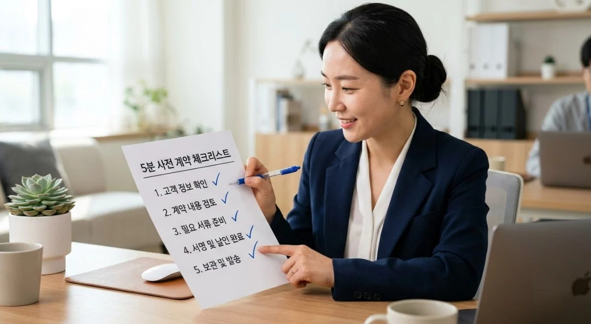 해외선물미니업체 계약 전 5분 점검표를 확인하는 모습