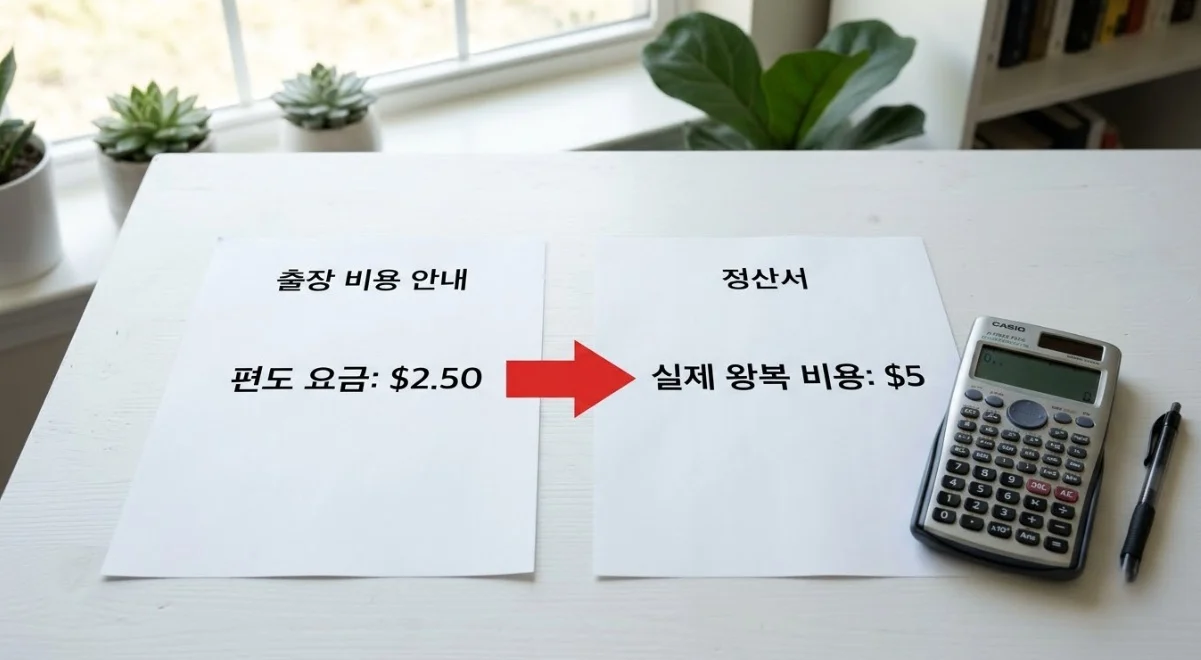 해외선물대여계좌추천 전 편도·왕복 수수료 차이를 비교하는 이미지