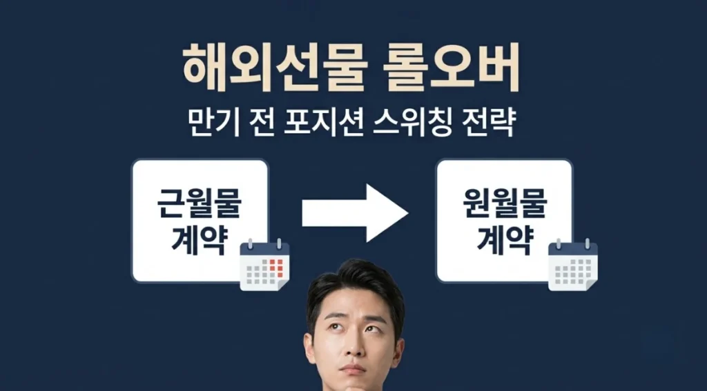 해외선물롤오버로 근월물에서 원월물로 포지션을 교체하는 개념을 나타낸 썸네일 이미지