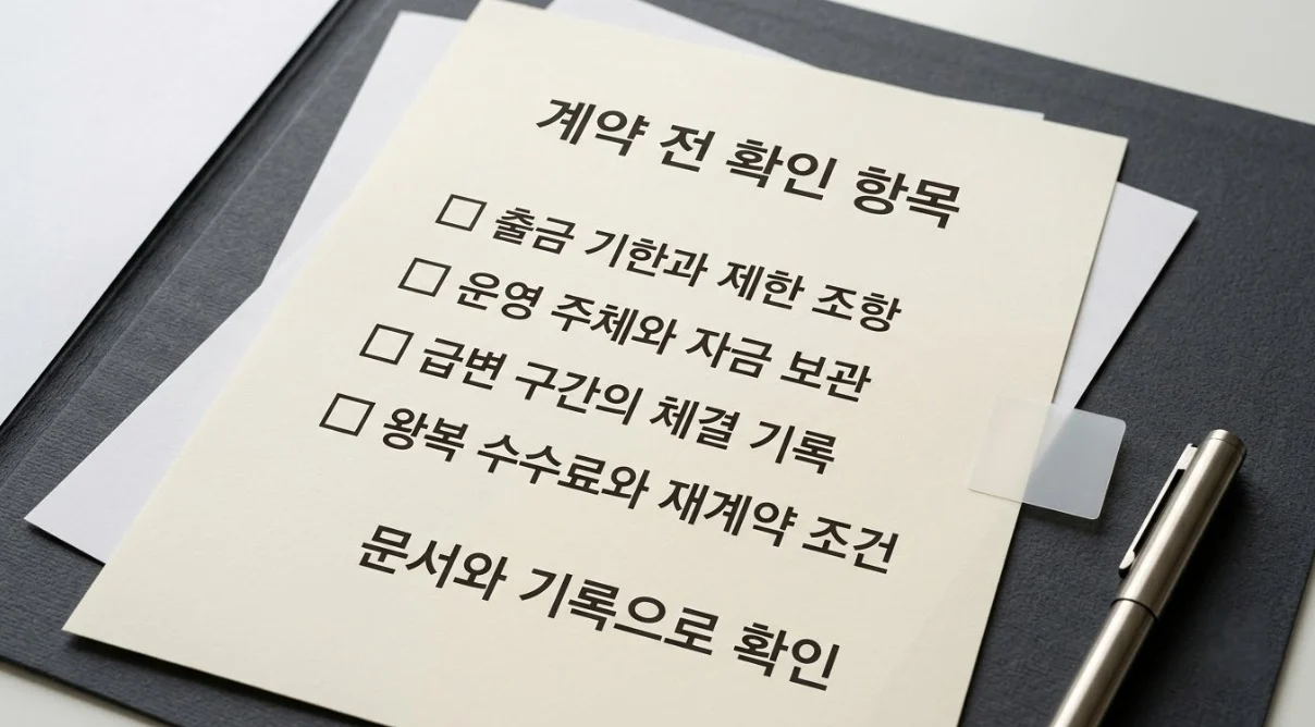 해외선물대여계좌추천 후 출금 조건과 운영 주체, 수수료 조항을 확인하는 계약 전 점검표