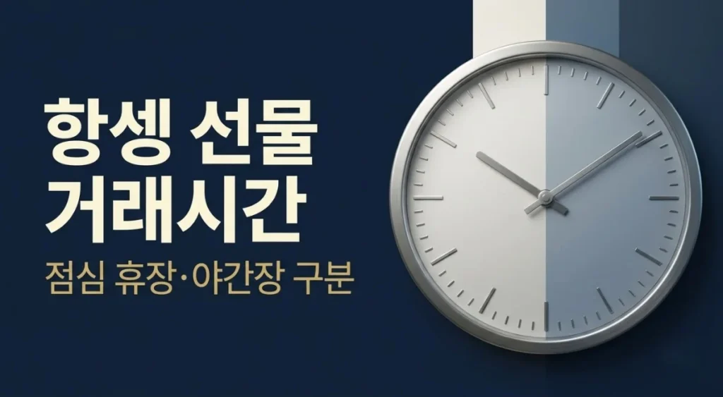항셍 선물 거래시간과 점심 휴장·야간장 구분을 안내하는 시계 이미지