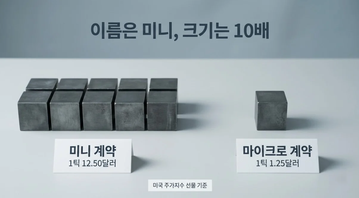 해외선물미니계좌 상품 확인에 필요한 ES와 MES의 계약 크기 및 틱가치 10배 차이
