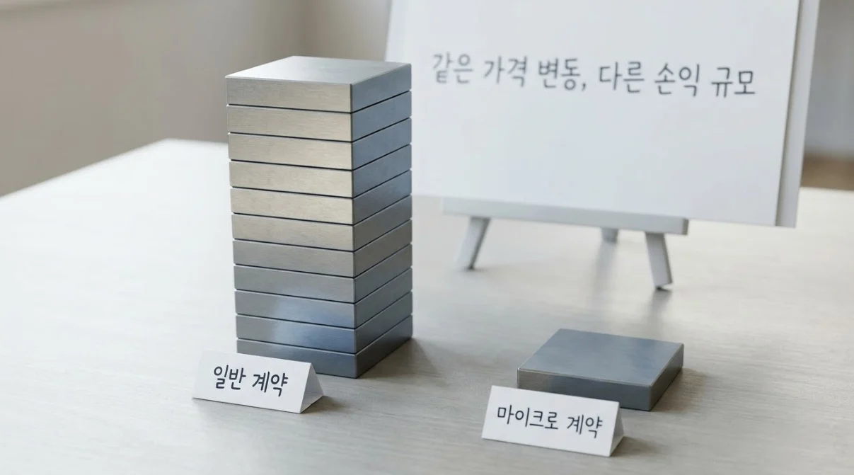 해외선물대여계좌업체 비교 시 확인할 나스닥 선물 일반 계약과 마이크로 계약의 손익 규모 차이