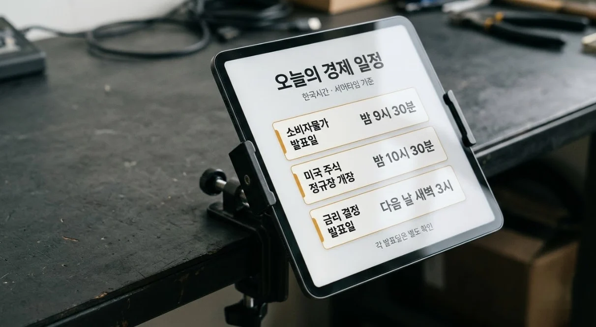 나스닥 선물 거래시간 전후로 확인하는 경제지표 발표 일정 화면