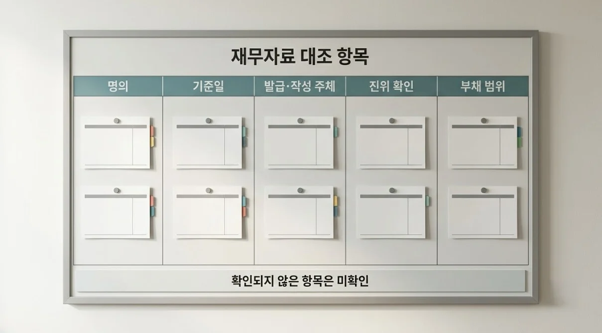 해외선물대여업체 자본력 검증에 필요한 명의·기준일·발급 주체·진위·부채 범위를 정리한 검토 보드