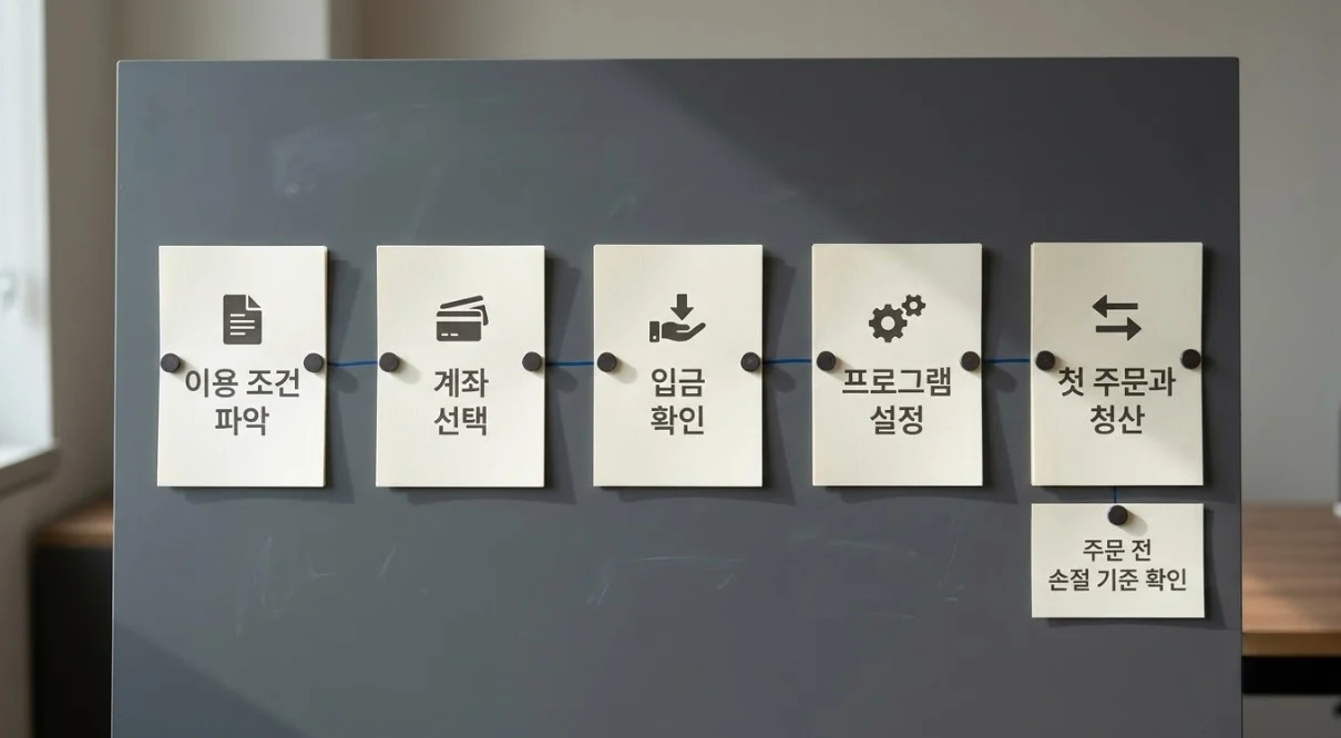 해외선물대여업체 이용 조건 확인부터 첫 주문과 청산까지의 5단계 절차
