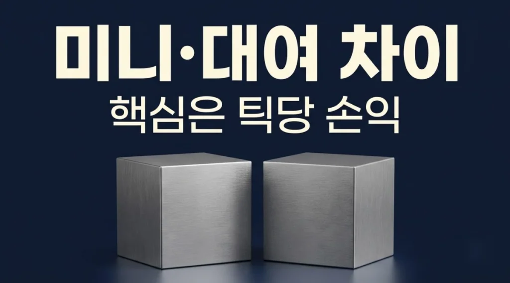 해외선물미니업체와 대여업체의 차이를 틱당 손익 기준으로 설명하는 대표 이미지