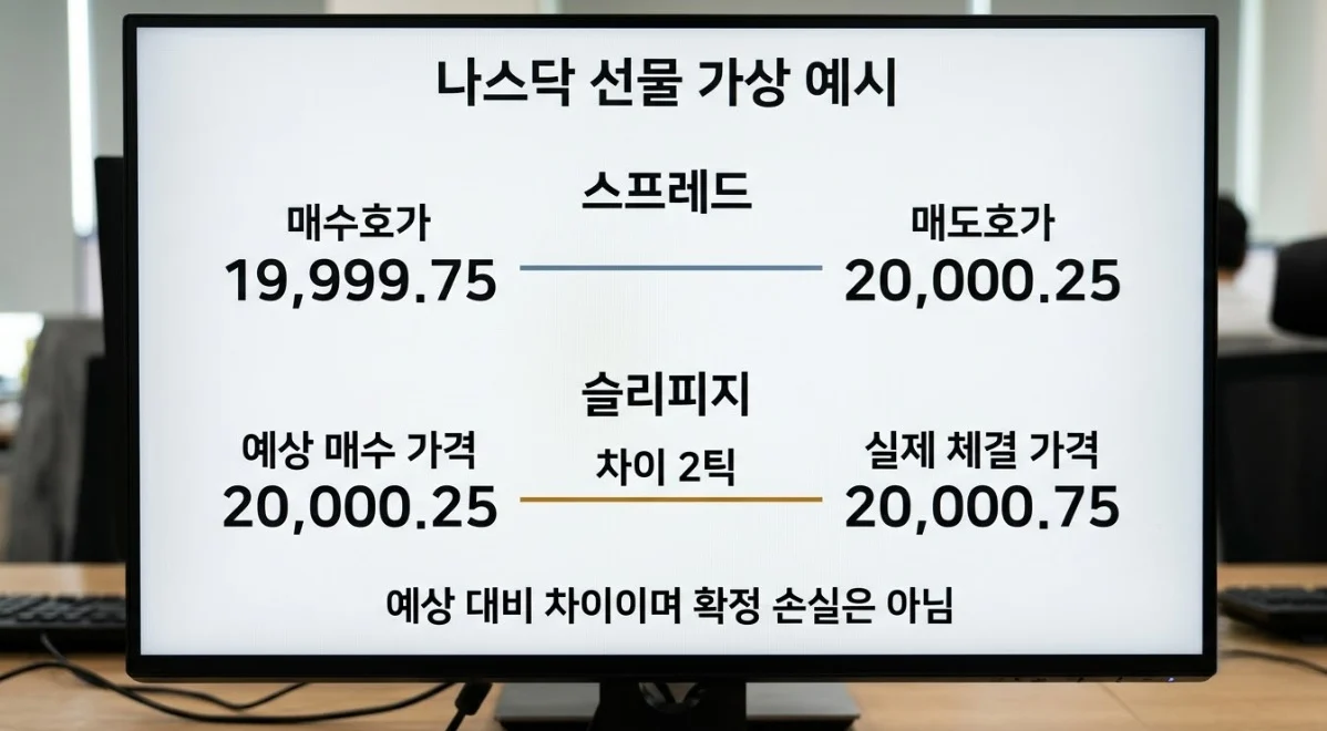 해외선물대여업체 비교를 위한 매수·매도 스프레드와 예상 가격 대비 2틱 슬리피지의 구분