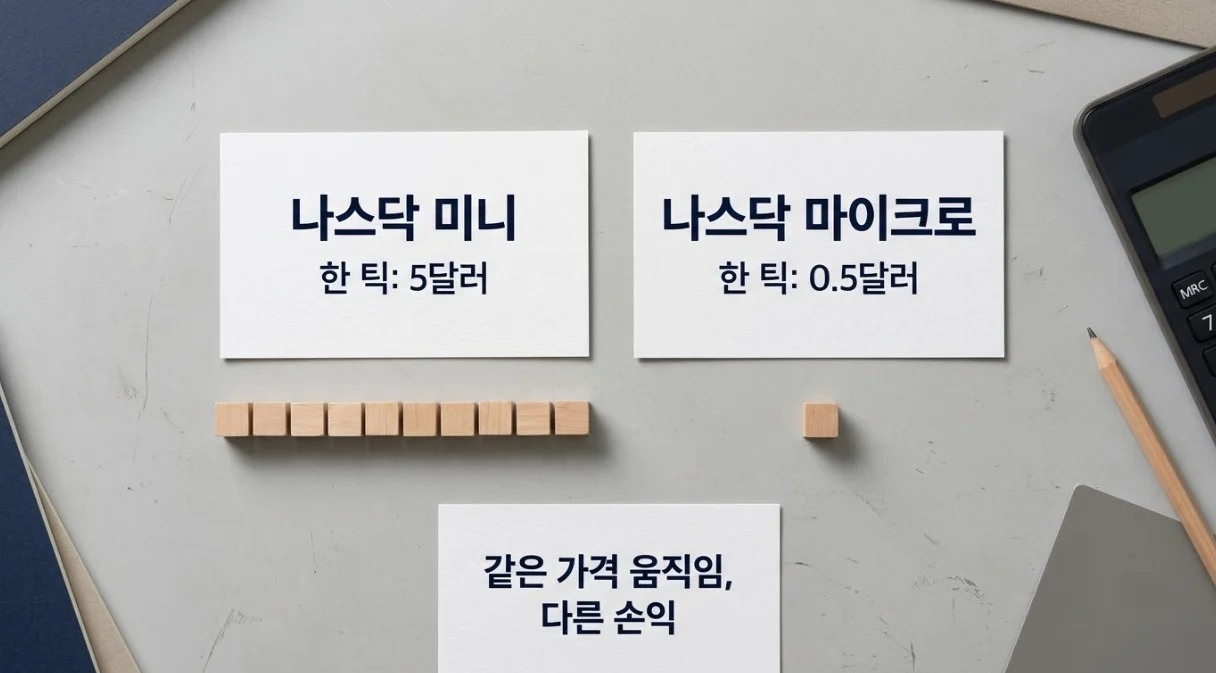 해외선물시작방법에서 확인할 나스닥 미니와 마이크로의 틱가치 비교